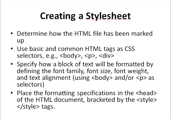 Creating a New Stylesheet